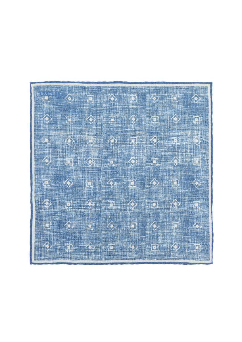 Blue %100 Keten Handkerchief - 1