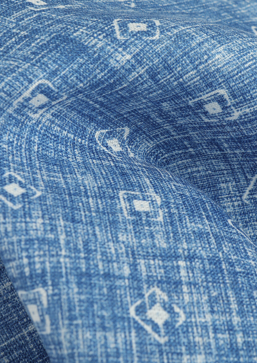 Blue %100 Keten Handkerchief 