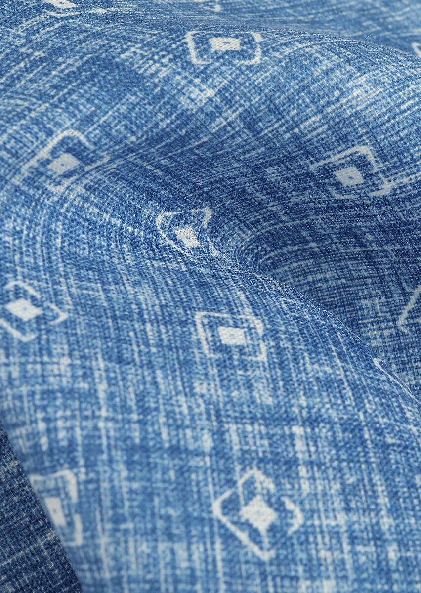 Blue %100 Keten Handkerchief - 2