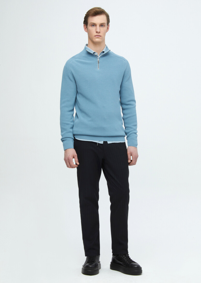 Blue Knitwear Sweatshirt 