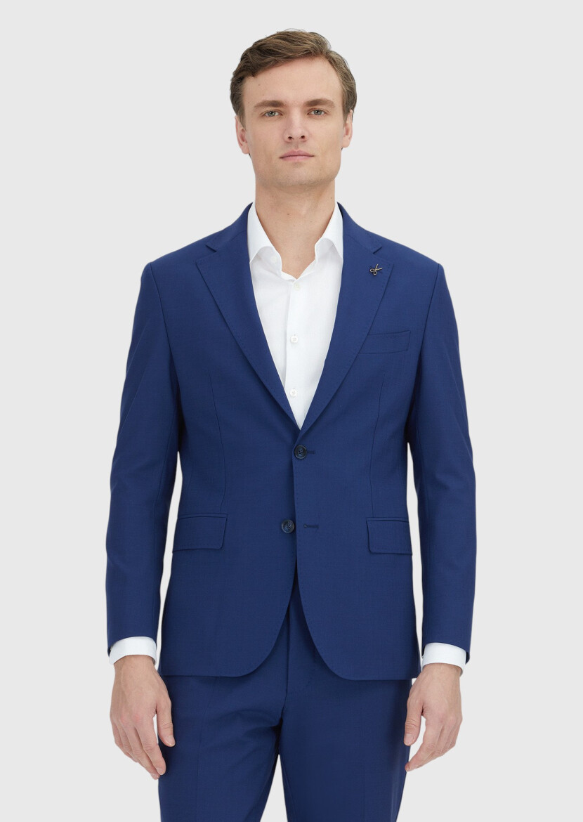 Blue Striped Zeroweight Slim Fit Wool Blended Suit - RAMSEY