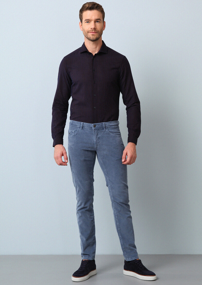 Brown Striped Regular Fit Weaving Casual 100% Cotton Shirt - 1