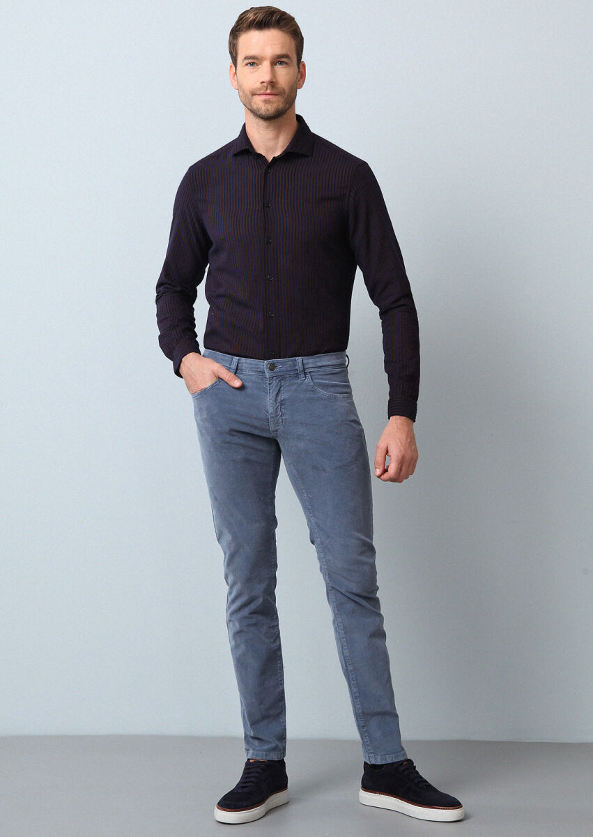 Brown Striped Regular Fit Weaving Casual 100% Cotton Shirt - 4