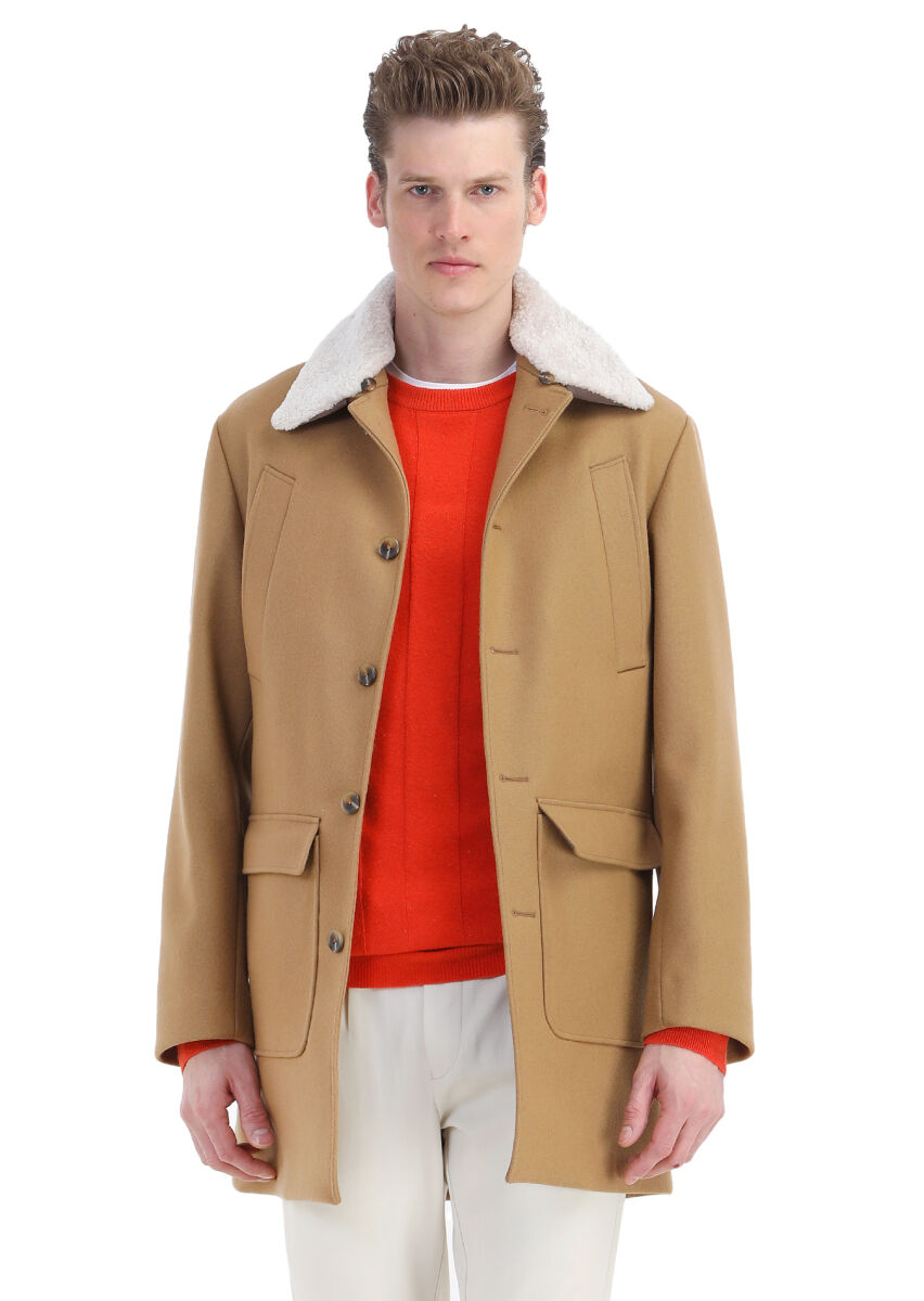 Buff Weaving Overcoat - 1