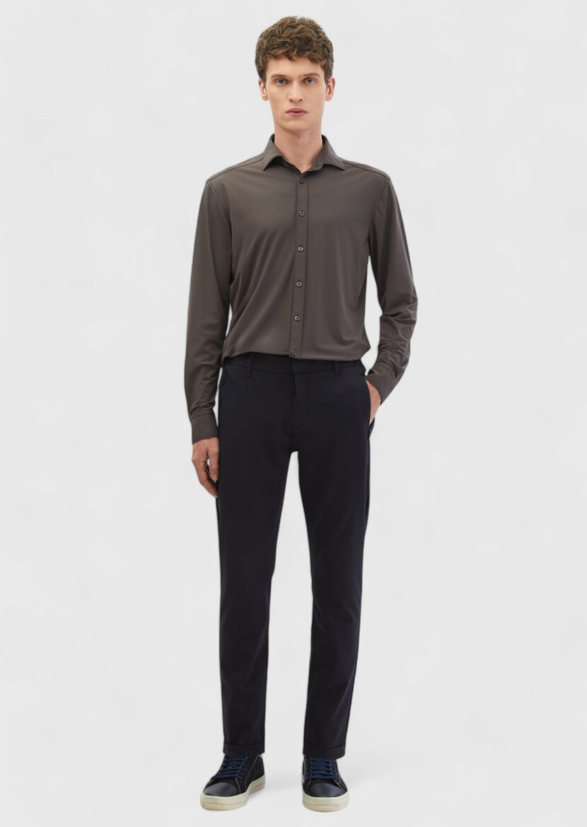 Burgundy Plain Regular Fit Weaving Classical Shirt 