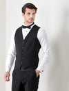 Siyah Slim Fit Kelebek Yaka Klasik Yelek