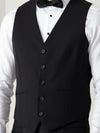 Siyah Slim Fit Kelebek Yaka Klasik Yelek