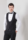 Siyah Slim Fit Kelebek Yaka Klasik Yelek