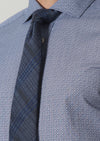 Lacivert Baskılı Slim Fit Uzun Dokuma Klasik %100 Pamuk Gömlek