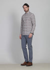 Turuncu Baskılı Slim Fit Uzun Dokuma Casual %100 Pamuk Gömlek