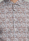 Turuncu Baskılı Slim Fit Uzun Dokuma Casual %100 Pamuk Gömlek