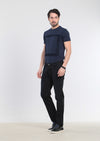 Lacivert Düz Slim Fit Denim Pamuk Karışımlı Pantolon