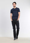 Lacivert Düz Slim Fit Denim Pamuk Karışımlı Pantolon