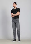 Gri Düz Slim Fit Denim Pamuk Karışımlı Pantolon