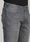 Gri Düz Slim Fit Denim Pamuk Karışımlı Pantolon