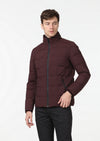 Bordo Regular Fit Dik Yaka Dokuma Mont
