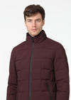 Bordo Regular Fit Dik Yaka Dokuma Mont
