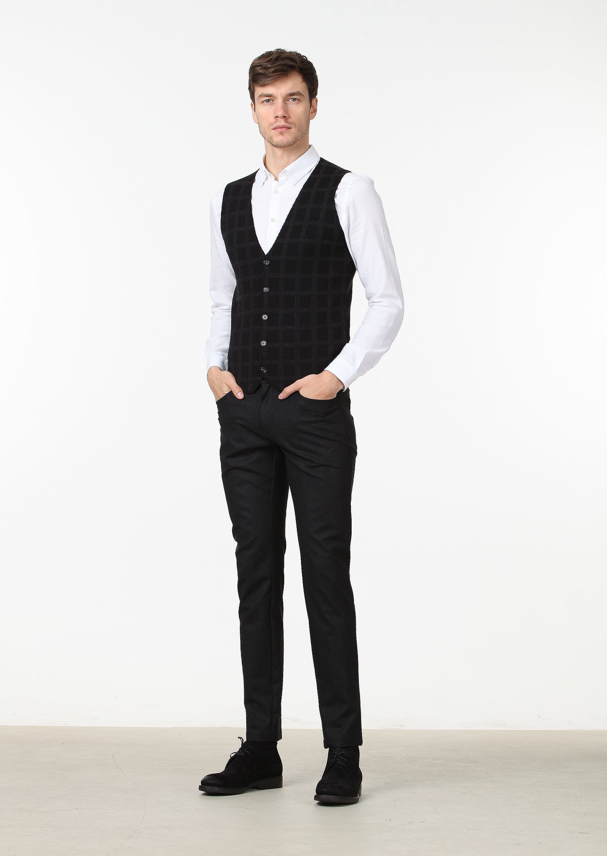 Siyah Regular Fit Casual Örme Triko Yelek