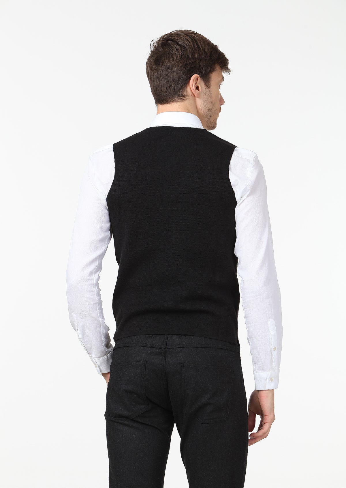 Siyah Regular Fit Casual Örme Triko Yelek