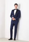 Saks Düz Fashion Slim Fit Kruvaze Yaka Dokuma Smokin Takım Elbise