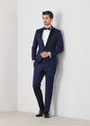 Saks Düz Fashion Slim Fit Kruvaze Yaka Dokuma Smokin Takım Elbise