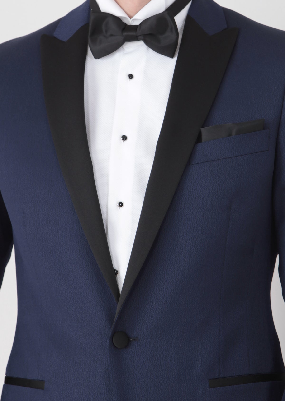Saks Düz Fashion Slim Fit Kruvaze Yaka Dokuma Smokin Takım Elbise