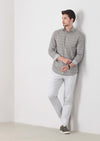 Hardal Baskılı Slim Fit Uzun Dokuma Casual Pamuk Karışımlı Gömlek