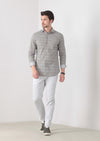 Hardal Baskılı Slim Fit Uzun Dokuma Casual Pamuk Karışımlı Gömlek