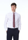 Beyaz Desenli Slim Fit Uzun Dokuma Klasik %100 Pamuk Gömlek