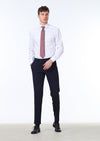 Beyaz Desenli Slim Fit Uzun Dokuma Klasik %100 Pamuk Gömlek