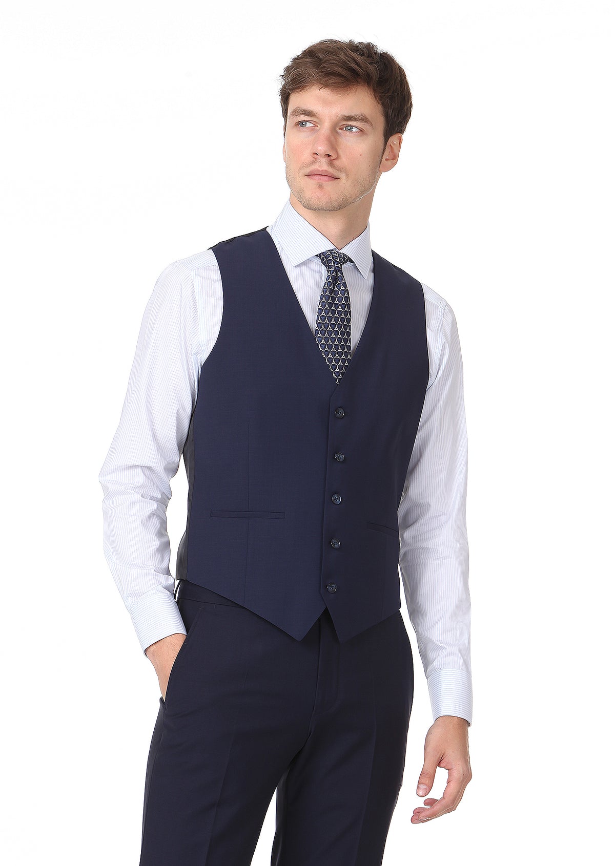 Saks Slim Fit Kelebek Yaka Klasik Yelek