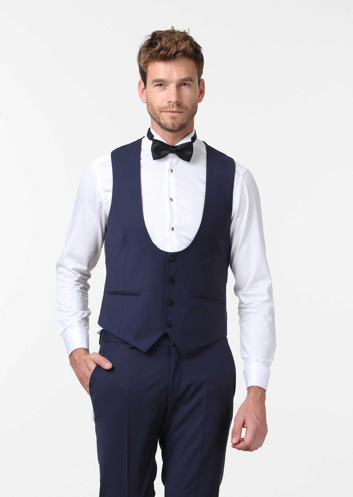 Saks Slim Fit Kelebek Yaka Klasik Yelek