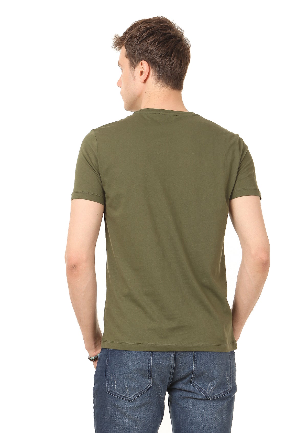 Haki Baskılı %100 Pamuk T-Shirt