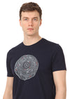 Koyu İndigo Baskılı %100 Pamuk T-Shirt
