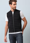 Siyah Regular Fit Dik Yaka Dokuma Spor Yelek