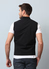 Siyah Regular Fit Dik Yaka Dokuma Spor Yelek
