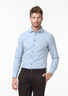 Mavi Desenli Fitted Fit Uzun Dokuma Casual %100 Pamuk Gömlek