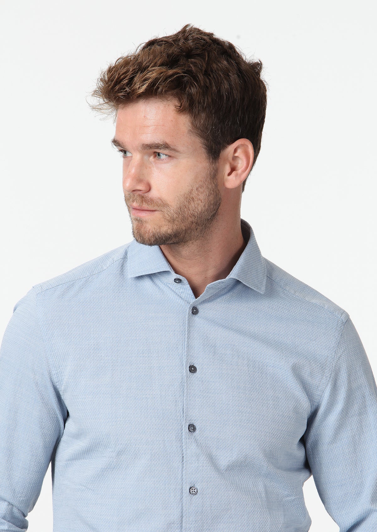 Mavi Desenli Fitted Fit Uzun Dokuma Casual %100 Pamuk Gömlek