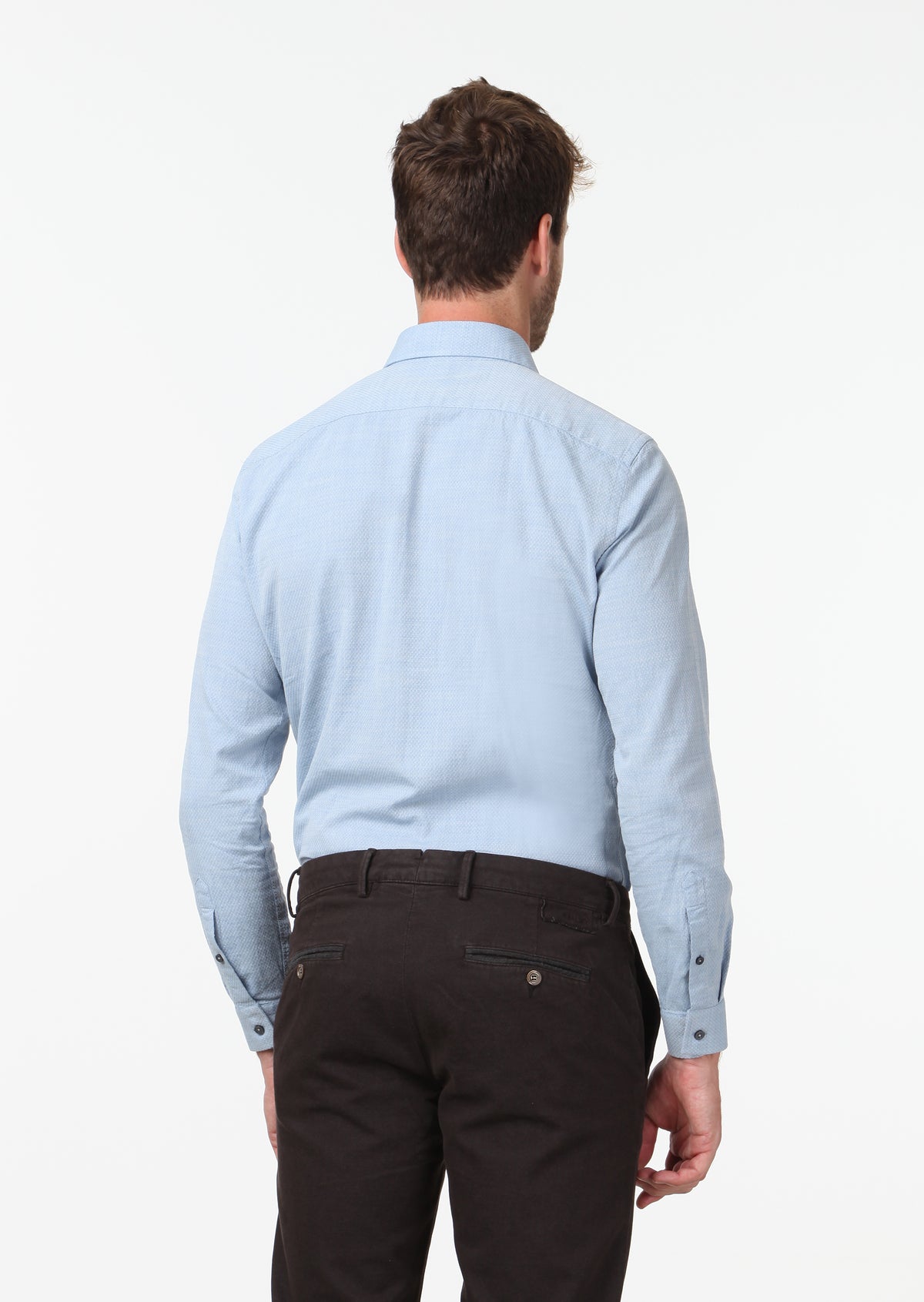 Mavi Desenli Fitted Fit Uzun Dokuma Casual %100 Pamuk Gömlek