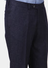 Lacivert Düz Dokuma Modern Fit Klasik İpek Karışımlı Pantolon