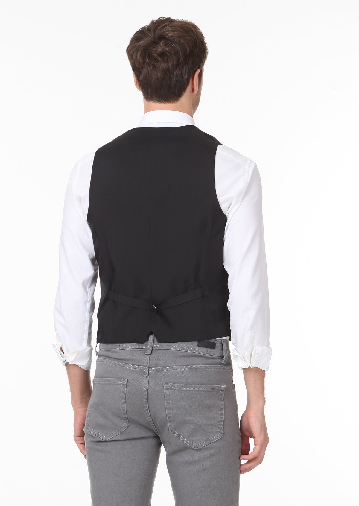 Antrasit Slim Fit Kelebek Yaka Casual Yelek