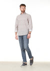 Kahverengi Baskılı Regular Fit Uzun Dokuma Casual %100 Pamuk Gömlek