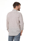 Kahverengi Baskılı Regular Fit Uzun Dokuma Casual %100 Pamuk Gömlek