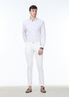 Kırık Beyaz Dokuma Slim Fit Casual Pamuk Karışımlı Pantolon