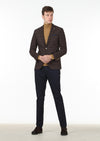 Koyu Kahve Kareli Zeroweight Slim Fit Yün Karışımlı Ceket