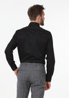 Siyah Düz Slim Fit Uzun Dokuma Klasik Pamuk Karışımlı Gömlek