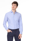 Mavi Çizgili Slim Fit Uzun Dokuma Casual %100 Pamuk Gömlek