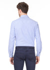 Mavi Çizgili Slim Fit Uzun Dokuma Casual %100 Pamuk Gömlek