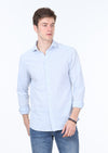 Mavi Baskılı Slim Fit Uzun Dokuma Casual Pamuk Karışımlı Gömlek