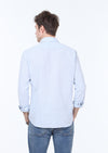 Mavi Baskılı Slim Fit Uzun Dokuma Casual Pamuk Karışımlı Gömlek